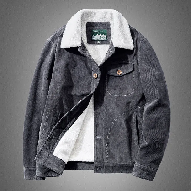 Herren Cord-Blouson mit durchgehendem Sherpa-Futter und Brustpattentasche Nord Taschen