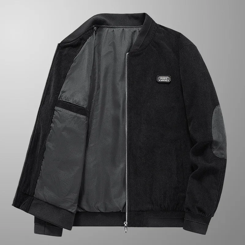 Herren Cord-Blouson im Bomberstil mit Ellbogenpatches und verdeckter Innentasche Nord Taschen