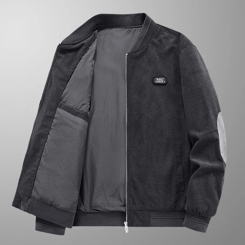 Herren Cord-Blouson im Bomberstil mit Ellbogenpatches und verdeckter Innentasche Nord Taschen