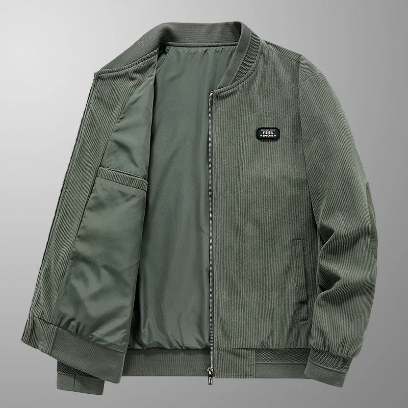 Herren Cord-Blouson im Bomberstil mit Ellbogenpatches und verdeckter Innentasche Nord Taschen