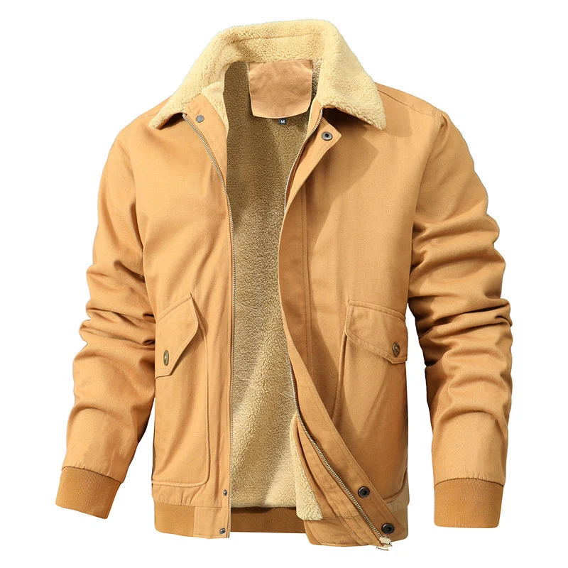 Herren Casual‑Worker Blouson aus Canvas mit wärmender Teddyfleece‑Innenlage und verdecktem Frontreißverschluss Nord Taschen