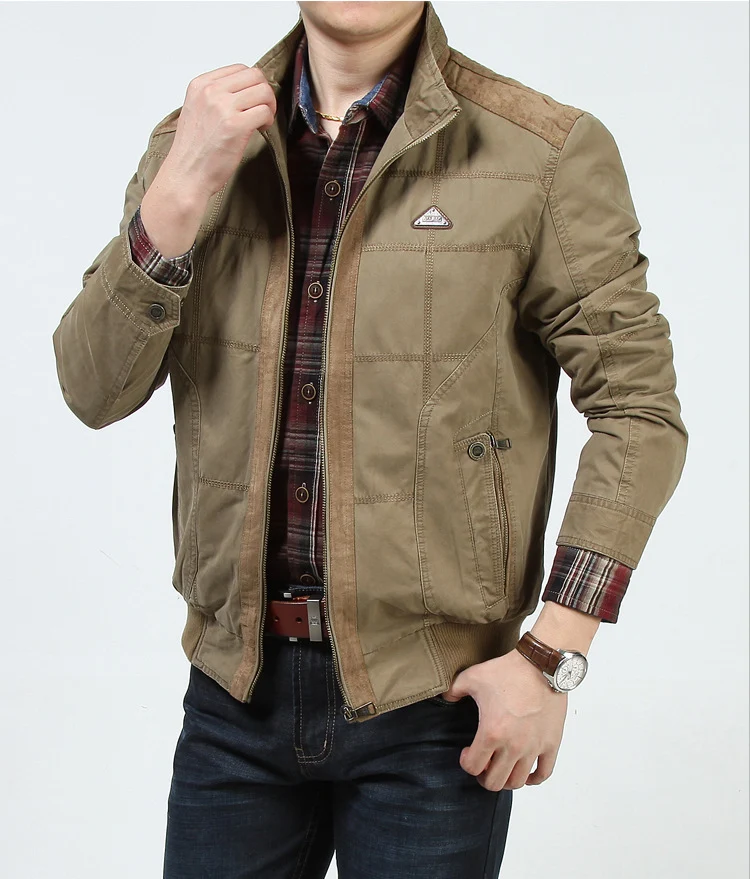Herren Casual-Fieldjacke aus Canvas mit gesteppter Paneelstruktur und Stehkragen Nord Taschen