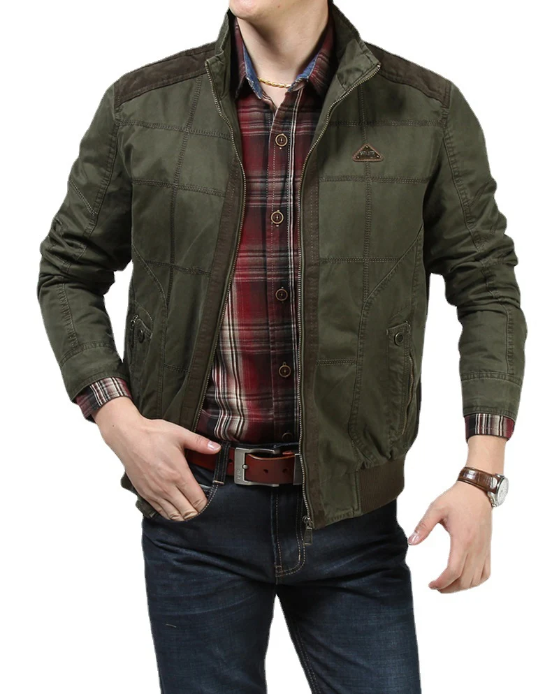 Herren Casual-Fieldjacke aus Canvas mit gesteppter Paneelstruktur und Stehkragen Nord Taschen