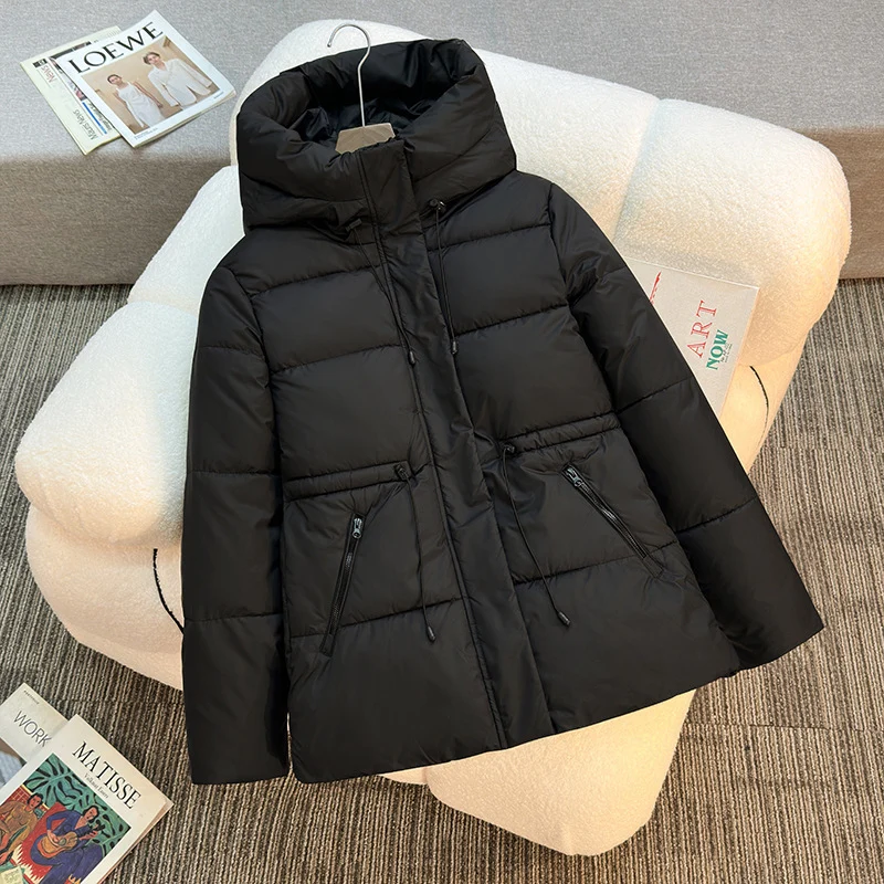 Damen nan athleisure Kapuzenjacke mit Volumenkragen, Kordelzug und verdeckter Reißverschluss Nord Taschen