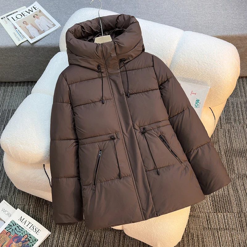 Damen nan athleisure Kapuzenjacke mit Volumenkragen, Kordelzug und verdeckter Reißverschluss Nord Taschen