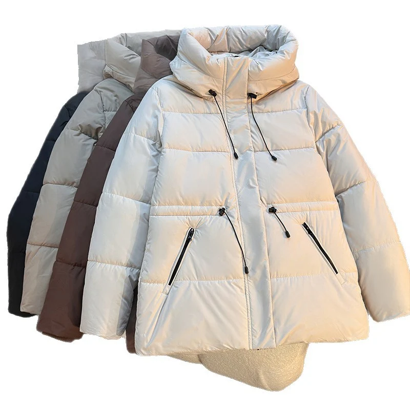 Damen nan athleisure Kapuzenjacke mit Volumenkragen, Kordelzug und verdeckter Reißverschluss Nord Taschen