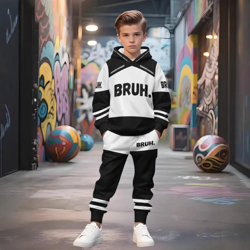 Unisex Kinder Jogginganzug mit Kapuzenpullover und detailreichem Auto-Print Arvani