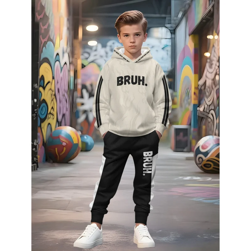 Unisex Kinder Jogginganzug mit Kapuzenpullover und detailreichem Auto-Print Arvani