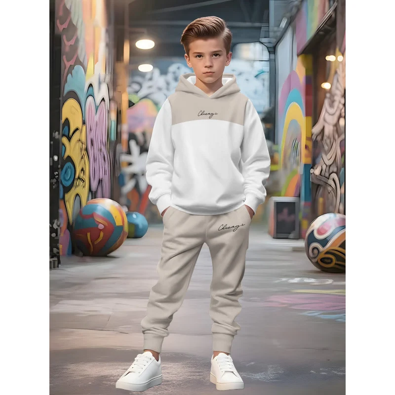 Unisex Kinder Jogginganzug mit Kapuzenpullover und detailreichem Auto-Print Arvani