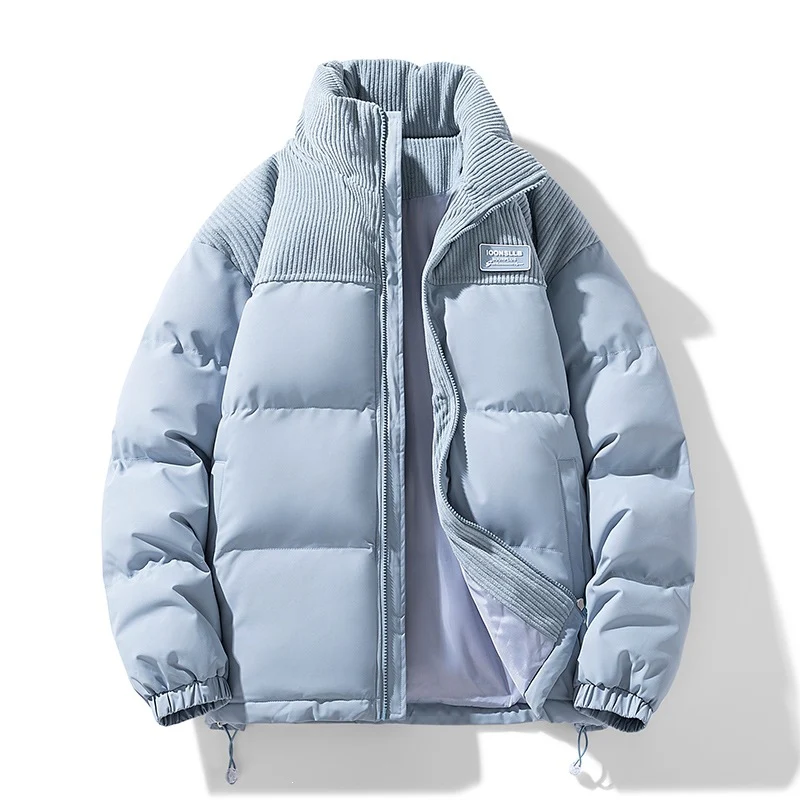 Herren Wattierte Steppjacke mit Cordbesatz, hohem Stehkragen und Thermofutter Nord Taschen