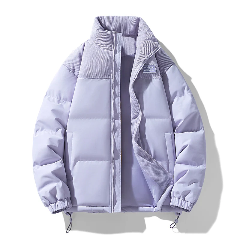 Herren Wattierte Steppjacke mit Cordbesatz, hohem Stehkragen und Thermofutter Nord Taschen