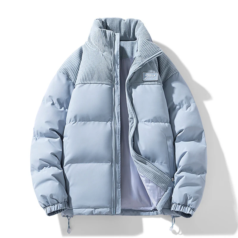 Herren Wattierte Steppjacke mit Cordbesatz, hohem Stehkragen und Thermofutter Nord Taschen