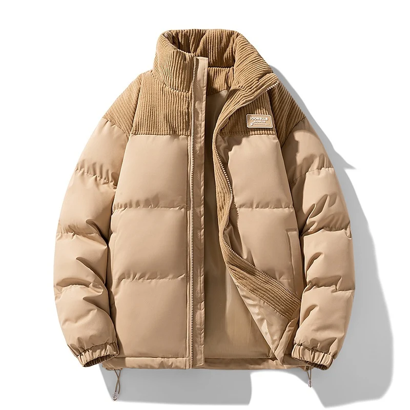Herren Wattierte Steppjacke mit Cordbesatz, hohem Stehkragen und Thermofutter Nord Taschen