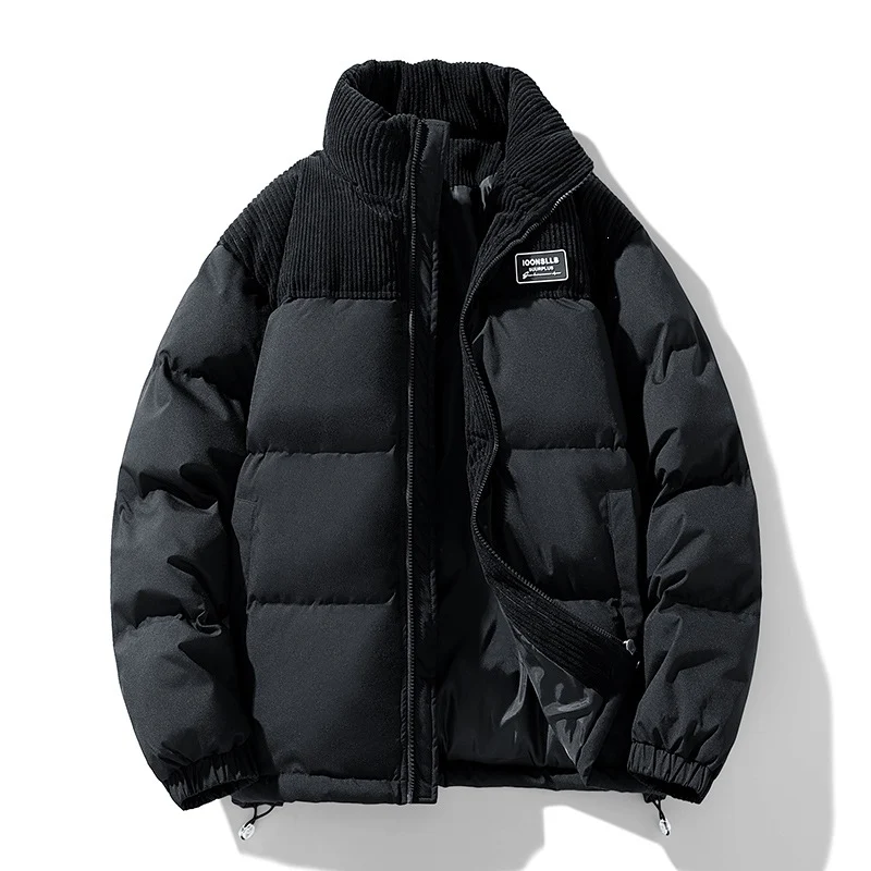 Herren Wattierte Steppjacke mit Cordbesatz, hohem Stehkragen und Thermofutter Nord Taschen