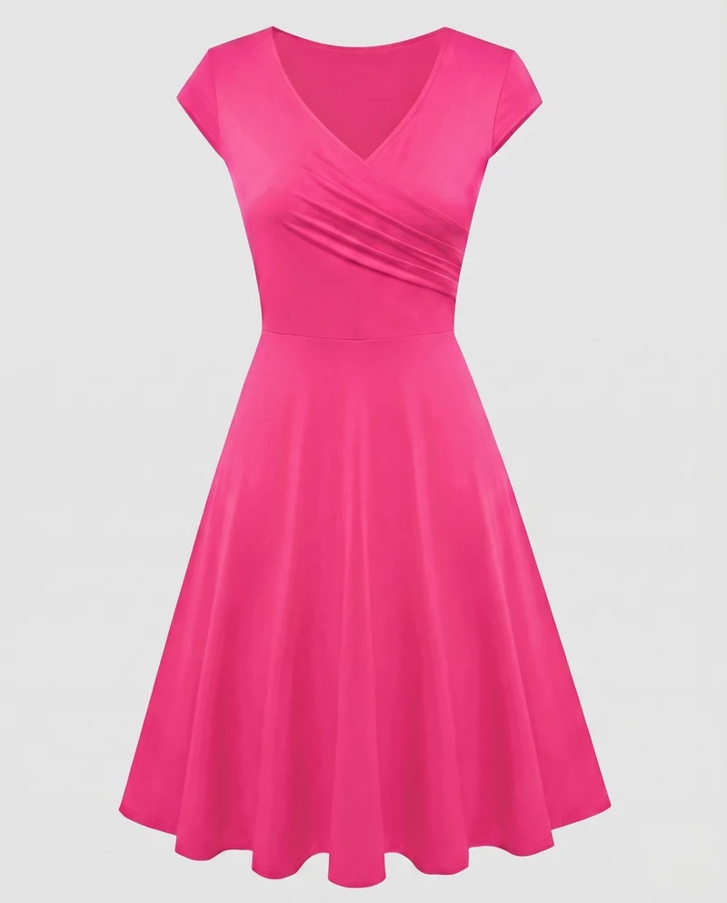 Damen A-Linien Kleid mit Wickeldesign und Falten von - Vittorelli