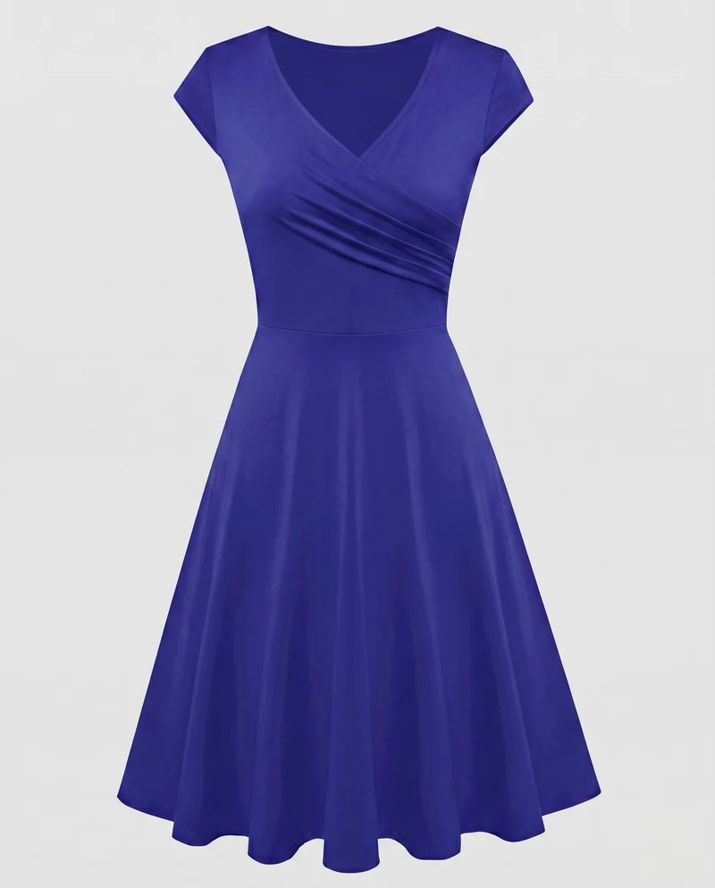 Damen A-Linien Kleid mit Wickeldesign und Falten von - Vittorelli