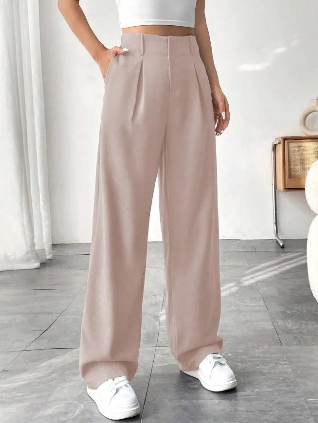 Damen Elegante Bundfaltenhose mit weitem Schnitt