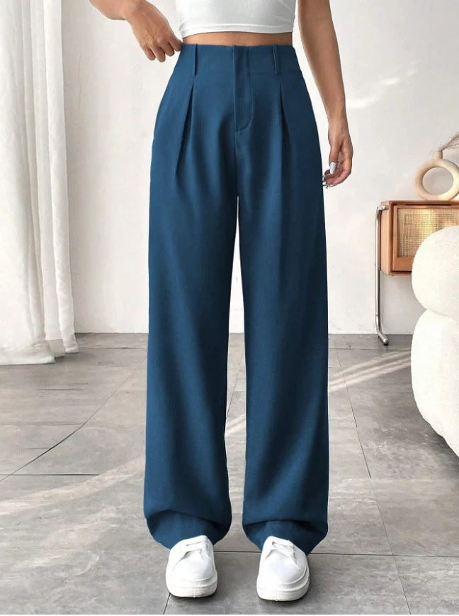 Damen Elegante Bundfaltenhose mit weitem Schnitt