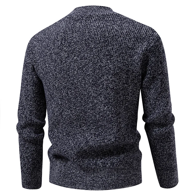 Herren Feinstrick-Henleypullover mit kurzem Stehkragen, Knopfleiste und Rippbündchen Nord Taschen