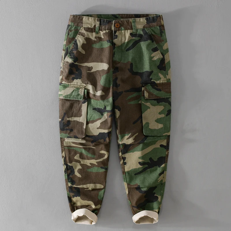 Herren Slim-Tapered Cargohose im Military-Stil mit Gummibündchen und Klappentaschen Nord Taschen