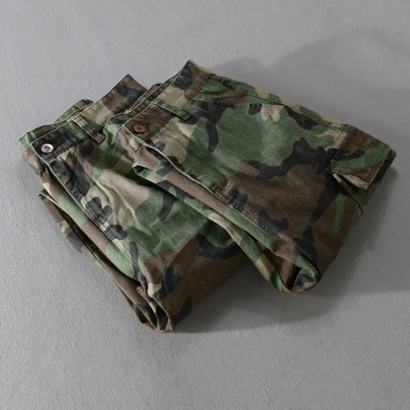 Herren Slim-Tapered Cargohose im Military-Stil mit Gummibündchen und Klappentaschen Nord Taschen
