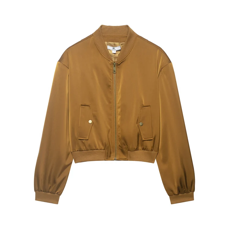 Damen Kurze Satin‑Bomberjacke im Cropped‑Boxy‑Schnitt Nord Taschen