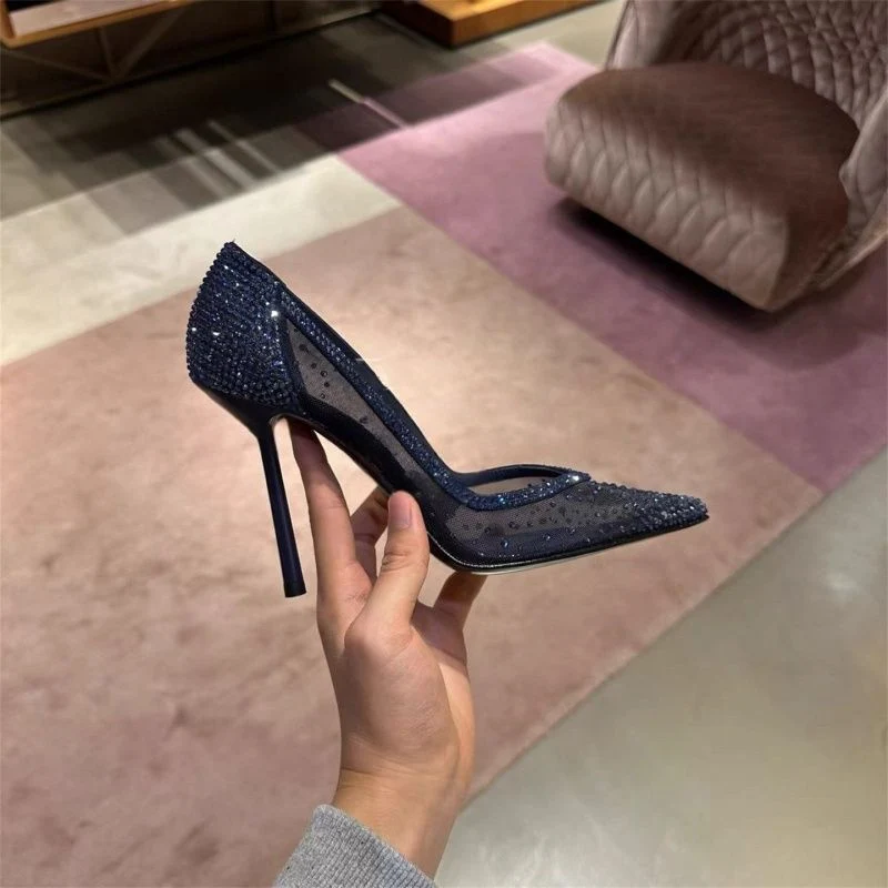 Damen elegante High Heel Pumps mit transparentem Netzdesign Nord Taschen