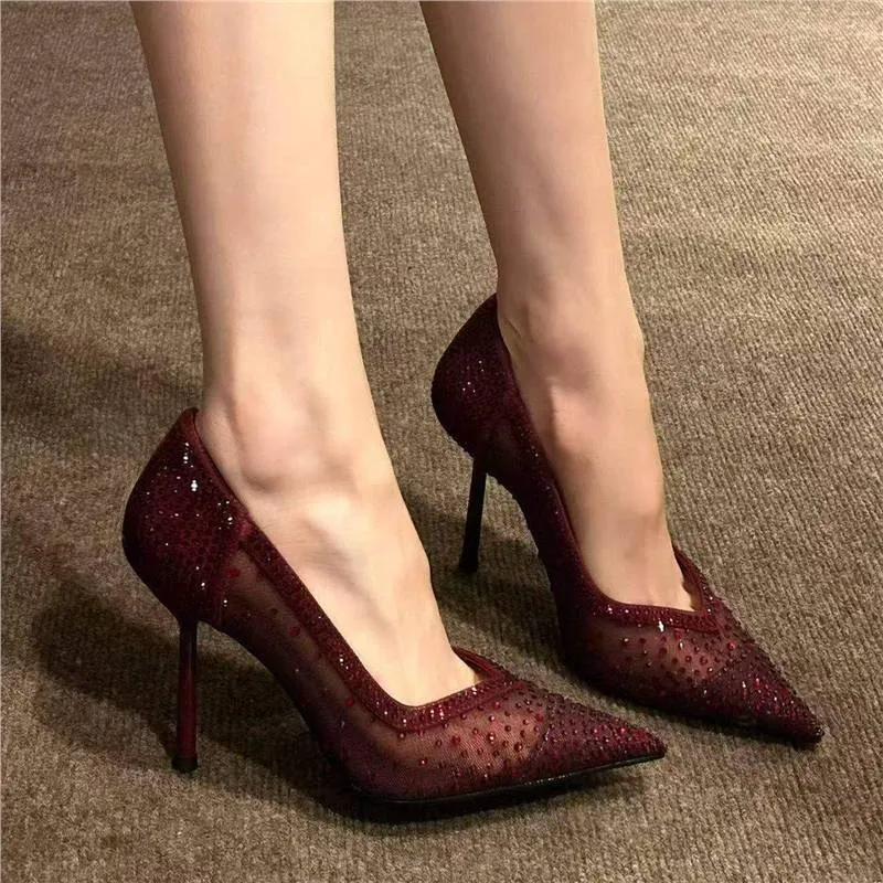 Damen elegante High Heel Pumps mit transparentem Netzdesign Nord Taschen