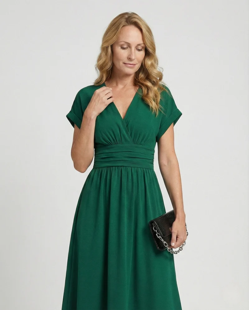 Freizeitkleid Damen Midikleid V-Ausschnitt - Arvani