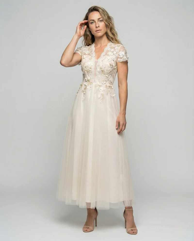 Damen A-Linien Brautkleid mit Tüllrock - Vittorelli