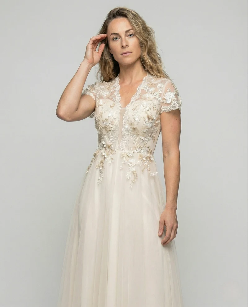 Damen A-Linien Brautkleid mit Tüllrock - Vittorelli