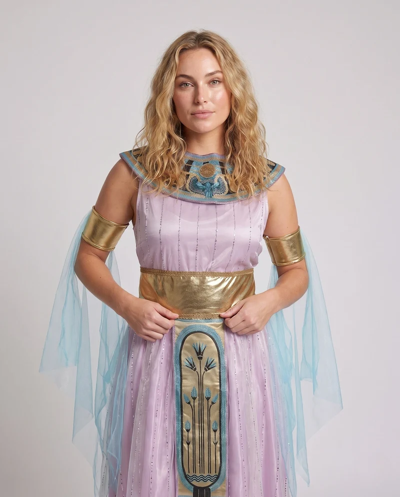 Damen ägyptisches Königinnenkostüm mit glamourösem Kopfschmuck und Tülldetails Nord Taschen