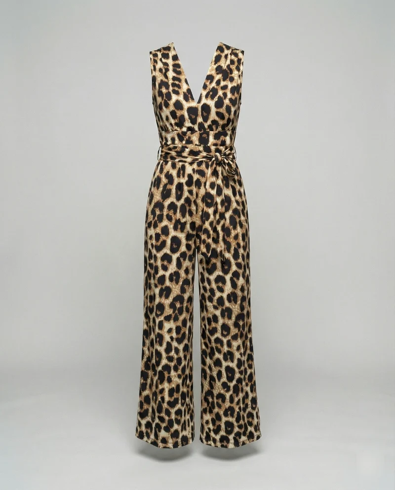 Damen Jumpsuit im trendigen Leo-Muster