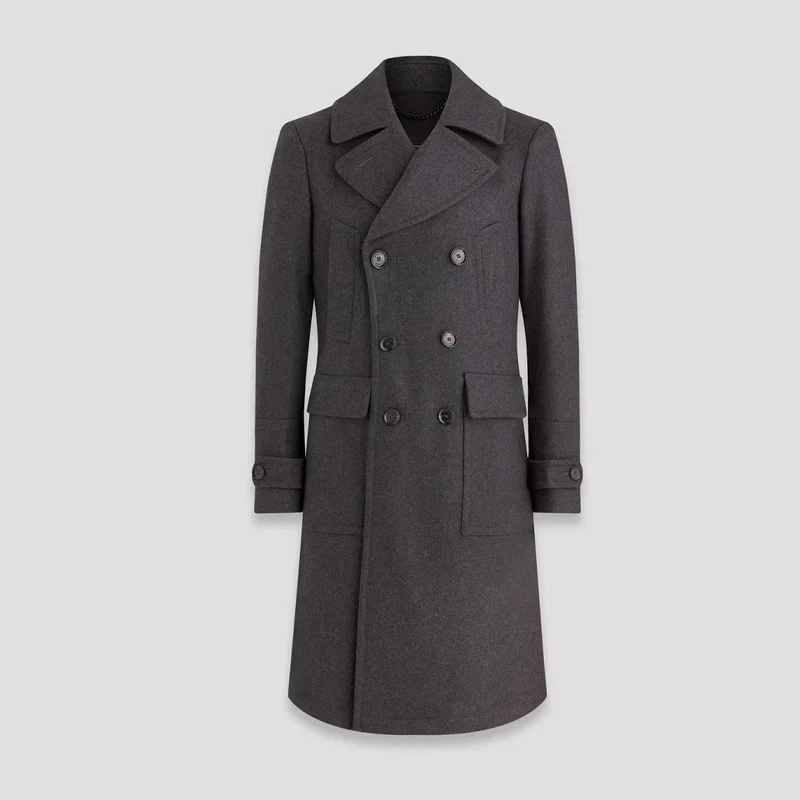 Herren eleganter Doppelt-Mantel mit praktischen Taschen und hochwertigem Futter