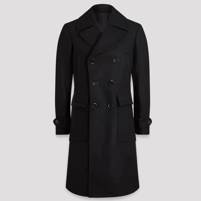 Herren eleganter Doppelt-Mantel mit praktischen Taschen und hochwertigem Futter
