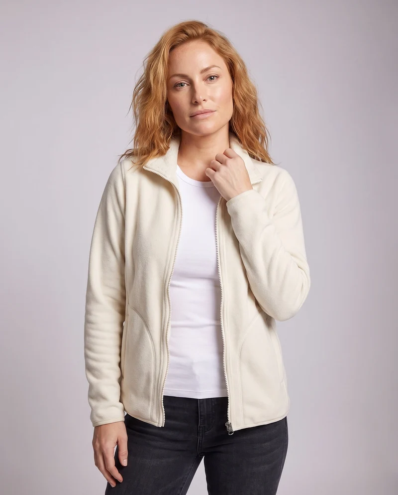 Damen warme Fleecejacke mit Teddy-Futter, Stehhals und durchgehendem Reißverschluss Nord Taschen
