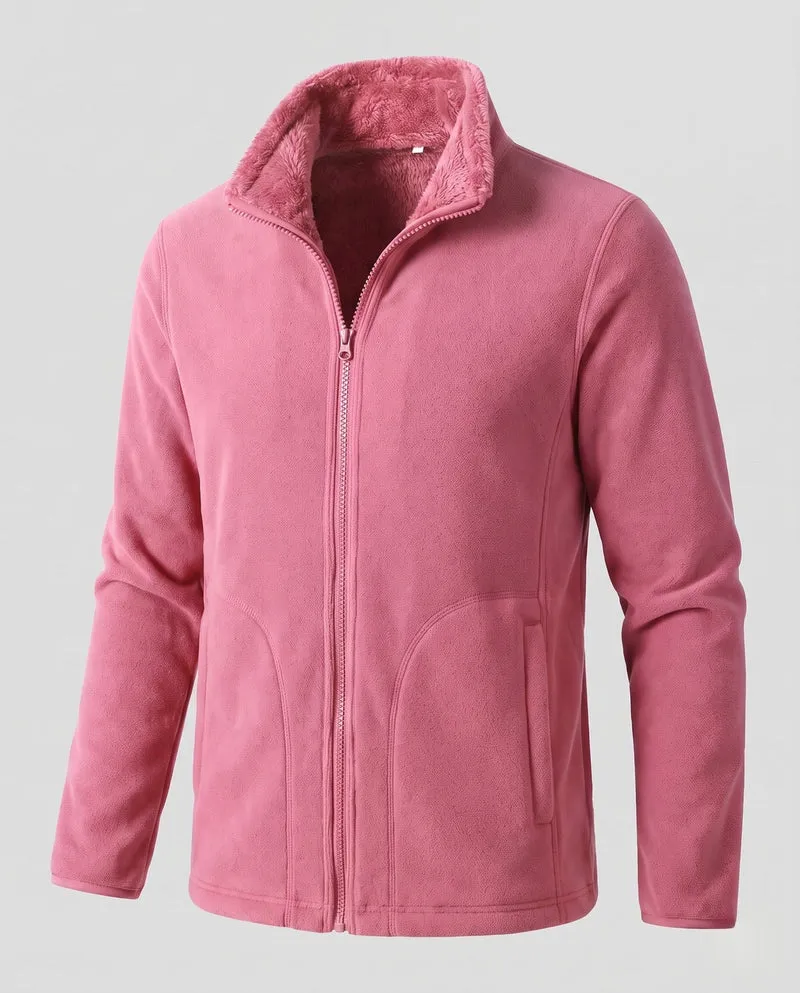 Damen warme Fleecejacke mit Teddy-Futter, Stehhals und durchgehendem Reißverschluss Nord Taschen