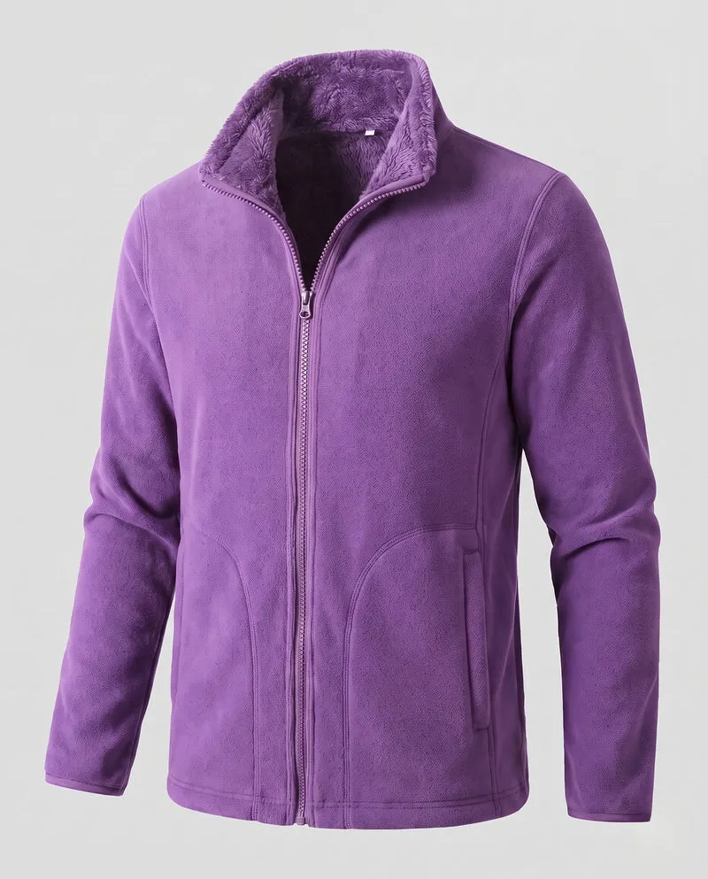 Damen warme Fleecejacke mit Teddy-Futter, Stehhals und durchgehendem Reißverschluss Nord Taschen