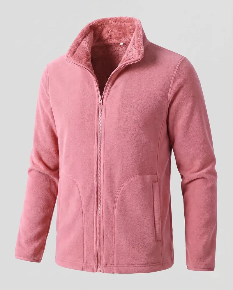 Damen warme Fleecejacke mit Teddy-Futter, Stehhals und durchgehendem Reißverschluss Nord Taschen