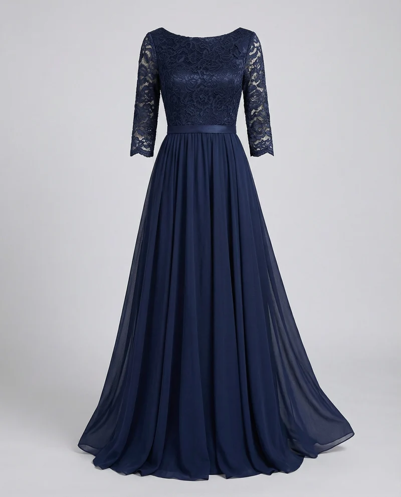 Damen Tüll-Abendkleid Spitzenoberteil Plissee-Rock