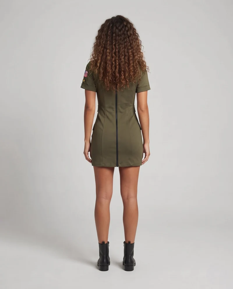 Frauen Camouflage Kleid mit Reißverschluss Nord Taschen