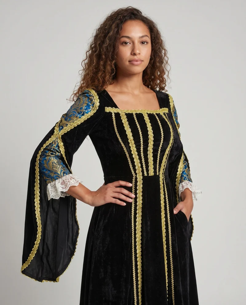 Frauen Elegantes Abendkleid mit Raffinierten Ärmeln Nord Taschen
