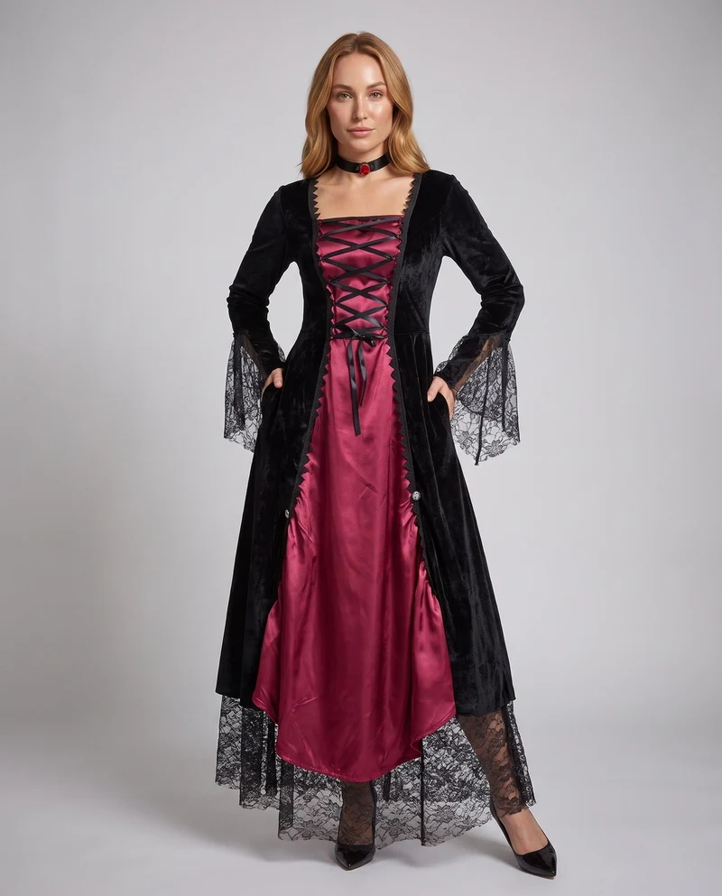 Frauen Gothic Spitzenkleid Nord Taschen