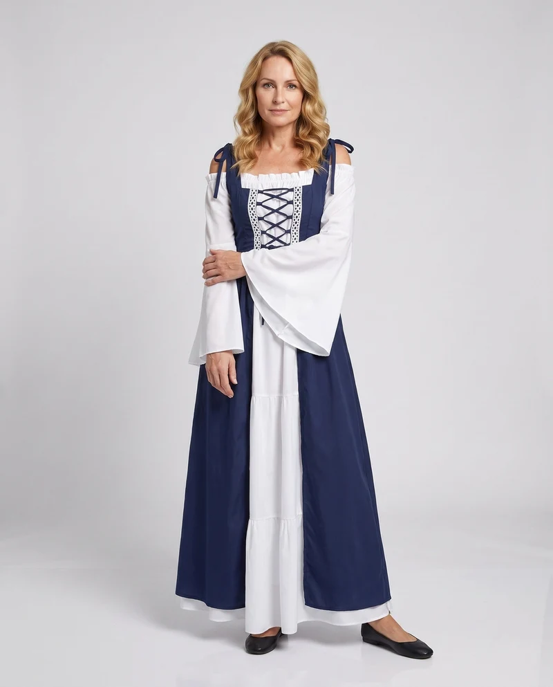 Damen mittelalterliches Kleid mit fließenden Ärmeln Nord Taschen