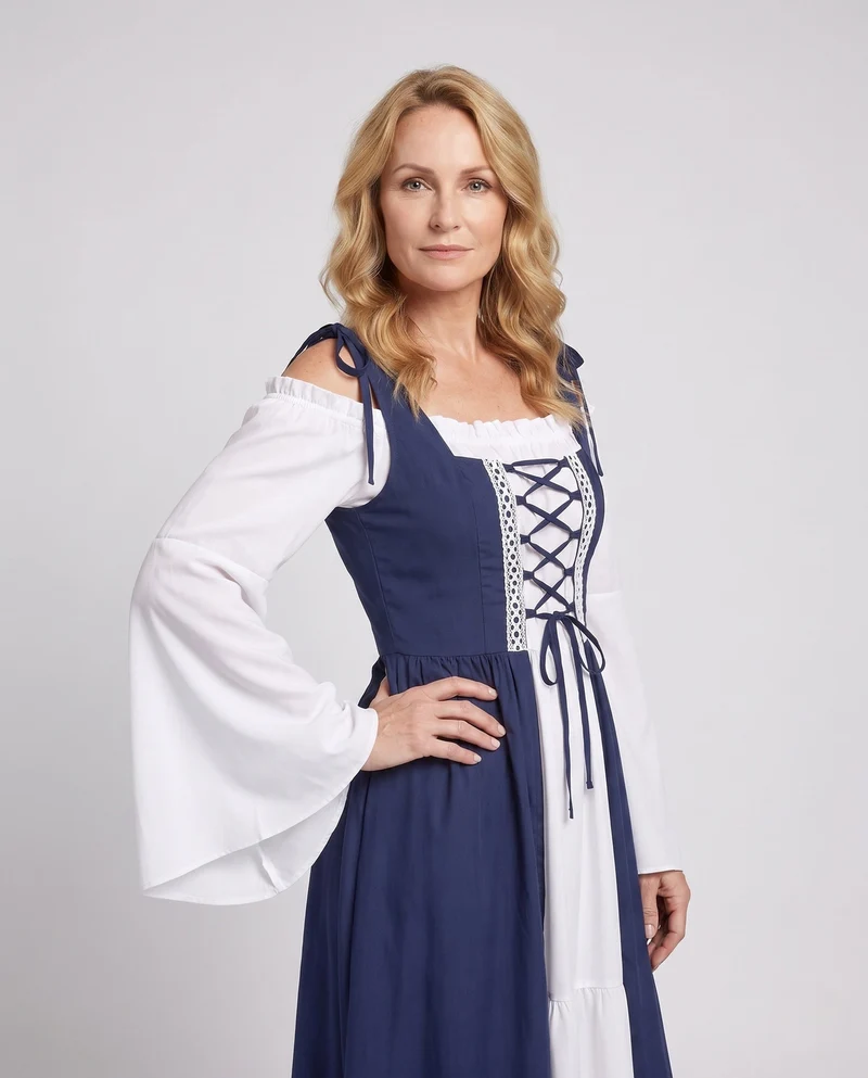 Damen mittelalterliches Kleid mit fließenden Ärmeln Nord Taschen