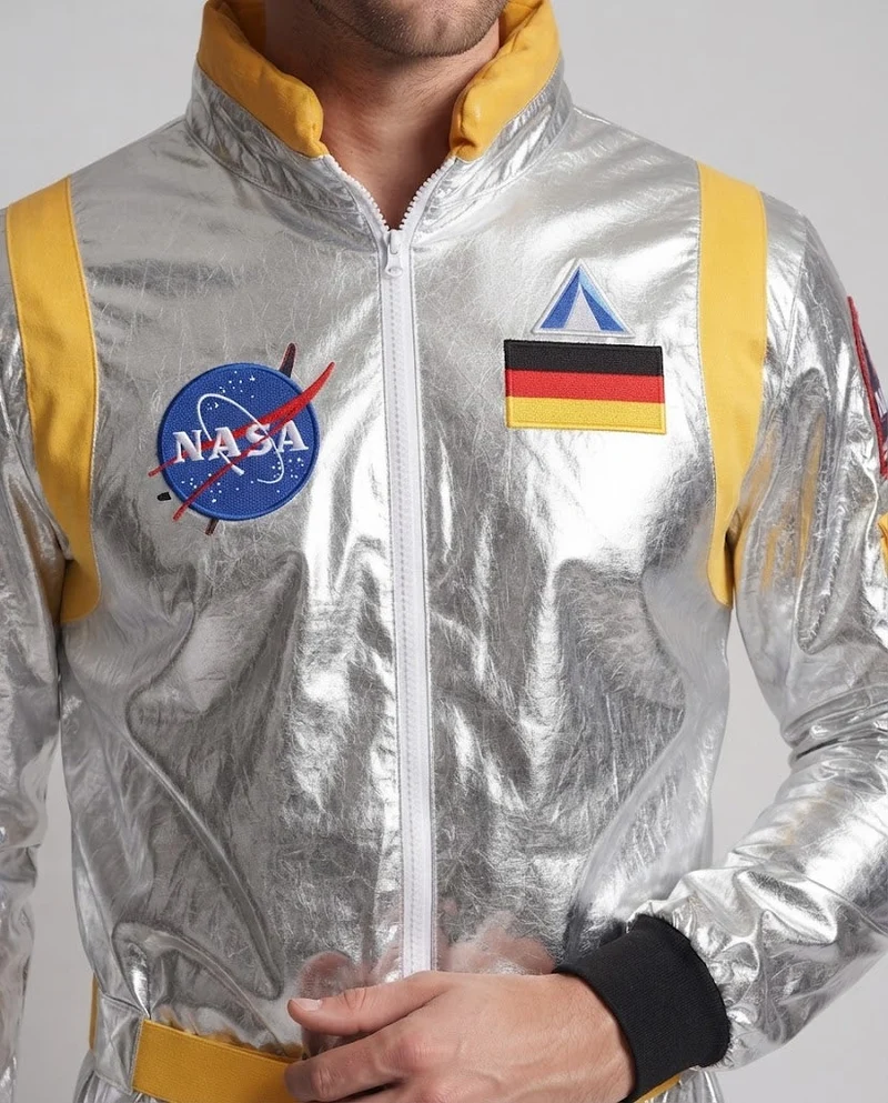 Herren futuristischen Raumanzug mit reflektierender Oberfläche Nord Taschen