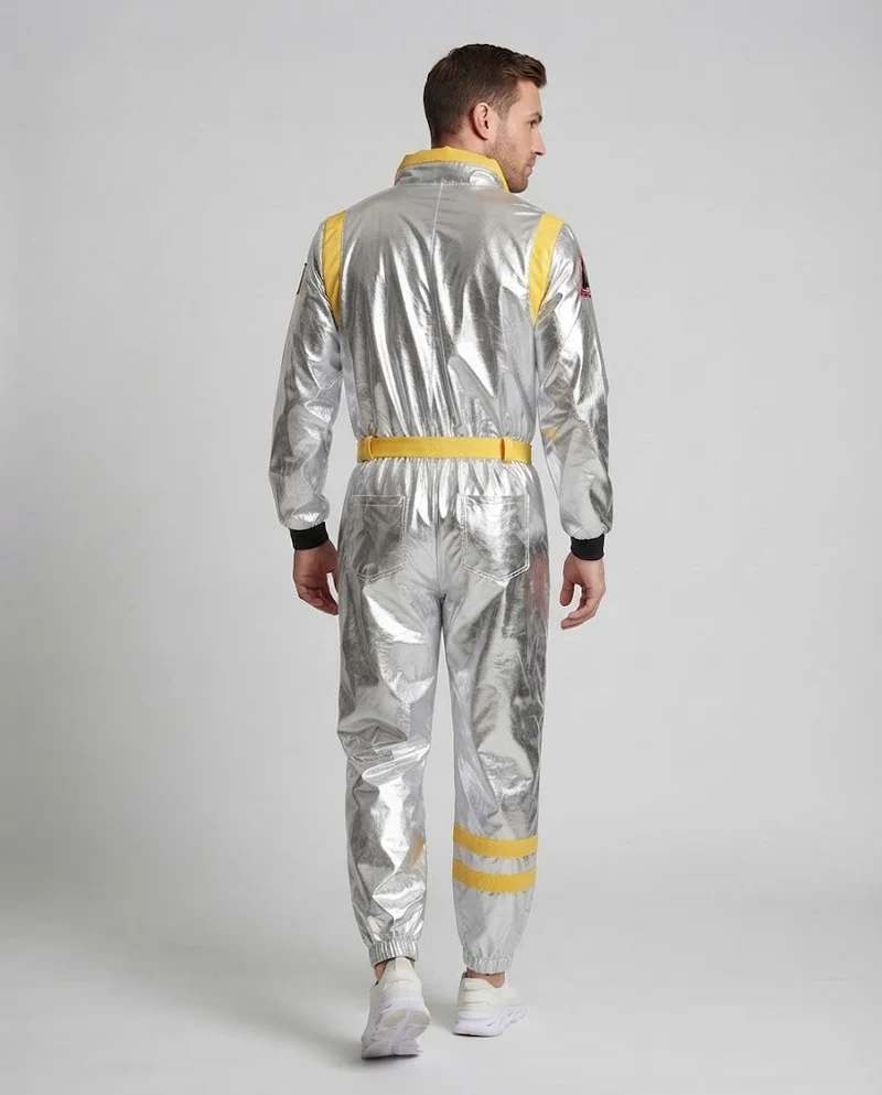 Herren futuristischen Raumanzug mit reflektierender Oberfläche Nord Taschen