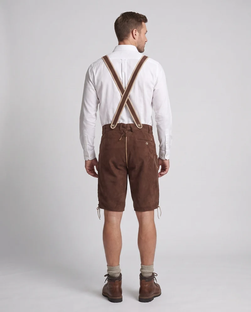Herren traditionelle Lederhosen mit aufwendiger Stickerei Nord Taschen