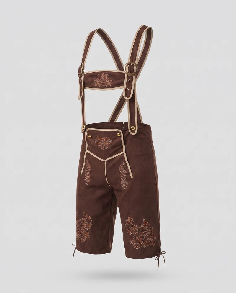 Herren traditionelle Lederhosen mit aufwendiger Stickerei Nord Taschen