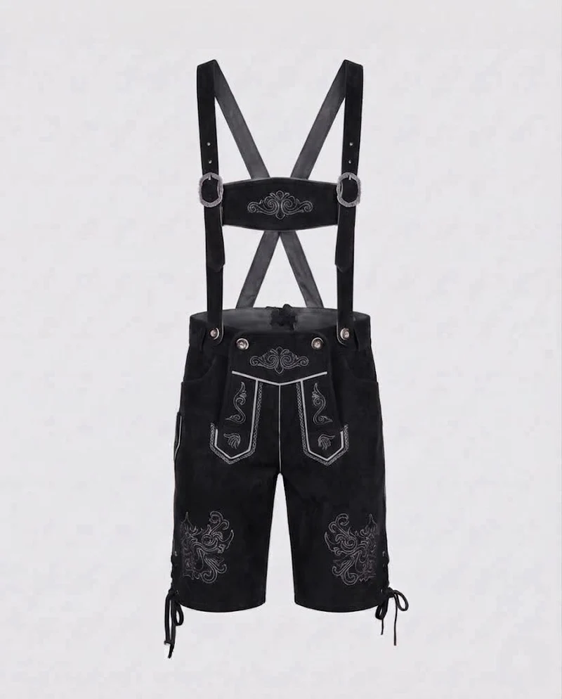 Herren Trachten Lederhosen mit dekorativen Riemen Nord Taschen